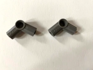 LEGO Technic Parts: Axle Pin Connector #5, Angled, #32015, Old Dark Gray, 2 Pcs - Picture 1 of 1