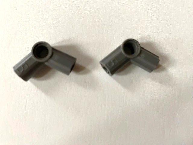 LEGO Technic Parts: Axle Pin Connector #5, Angled, #32015, Old Dark Gray, 2 Pcs - Image 1 of 1