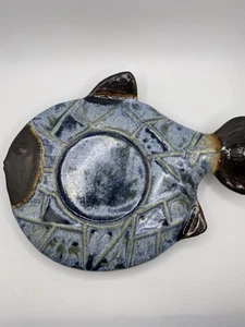 Ceramic Glazed Pillar Candle Fish Holder 8 X 9.5 inches - Picture 1 of 5
