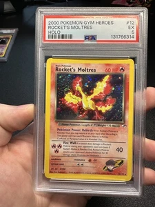 PSA 5 - 2000 Pokemon Gym Heroes, Rocket's Moltres Holo 12/132  - Imagen 1 de 2