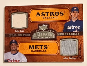 2008 Ballpark Collection Dual Swatch Memorabilia Nolan Ryan Johan Santana - Picture 1 of 2