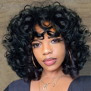 Short Curly Wig for Black Women, 14 Inches, Synthetic Hair, Lightweight, Easy... - Bild 1 von 7