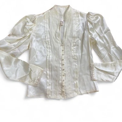 Blusa Gunne Sax Jessica’s Gunnies Vintage Talla Pequeña Perla/Marfil Preciosa Foto 1 de 4