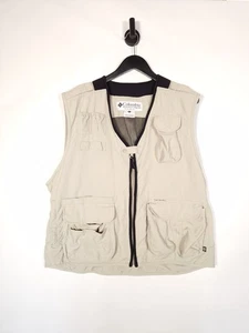 Y2K Columbia Tactical Utility Vest Size XL Men's Beige Sleeveless Gilet Jacket - Picture 1 of 4