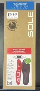 Sole Active Medium Insoles With Met Pad Customizable Orth Mens Sz 8 Women Sz 10 - Picture 1 of 17