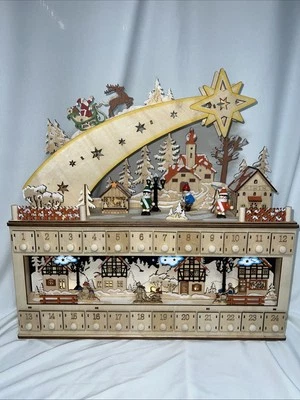 ⚡️Wooden Christmas Advent Calendar Shooting Star With LED Background - Image 1 of 4