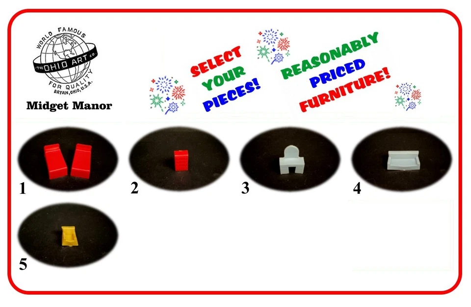 Muebles vintage para casa de muñecas Ohio Art Midget Manor Foto 1 de 1