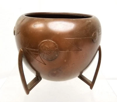 Antiguo cuenco enchapado en cobre estilo neoclásico fundido firmado Benedict Foto 1 de 4