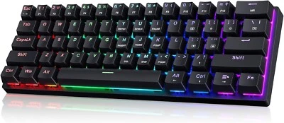 Wired 61 Keys Green Axis Portable Glowing Cool Real Mechanical Keyboard Gaming - Image 1 of 4