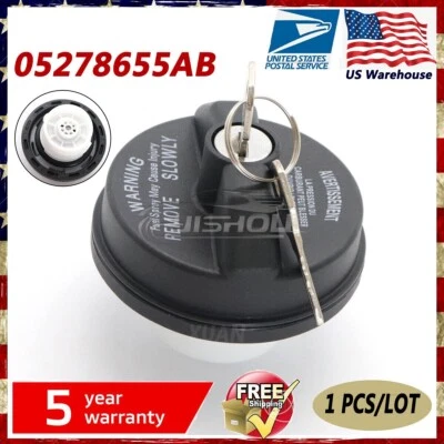 New 5278655AB Locking Gas Fuel Cap Fits For 2001-2021 Chrysler Jeep Dodge Ram US - Image 1 of 4
