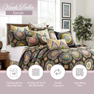 Virah Bella 3pc. Full/Queen Quilt Set - Lightweight. Farrah Brand New - Picture 1 of 3