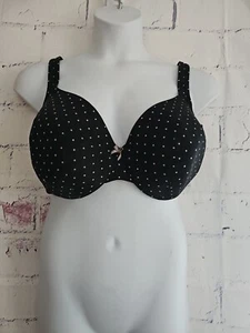 Lane Bryant Cacique Lightly Lined Balconette Bra Black Polka Dot 48C Adj. Straps - Picture 1 of 15