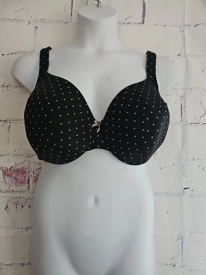 Sujetador Balconette Lane Bryant Cacique Ligeramente Forrado Negro Lunares 48C Ajustable Correas Foto 1 de 4