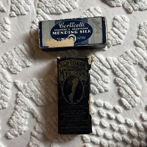 Vintage Corticelli & J&P Coats Silk Mending Floss Thread Spools Brown Cream - Picture 1 of 11