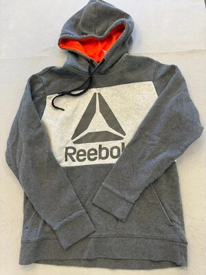 Reebok Sweatshirt Men's Medium Gray Chest Logo Active/Casual Fleece Hoodie - Image 1 of 4