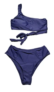 New Mooslover Bikini Two Piece Swimsuit Sz Medium Bathing Suit One Shoulder Off - Picture 1 of 12