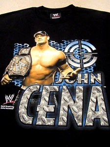 VINTAGE WWE John Cena Wrestling Title Belt T Shirt Large 2002 Y2K Champ Rare EUC - Picture 1 of 10