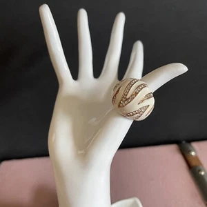 White Enamel Ring with Vintage CZ  Design Boutique  - Picture 1 of 7