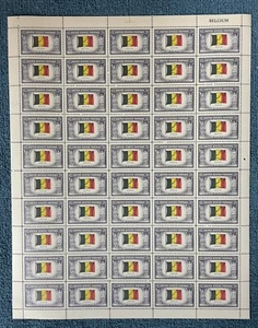 Scott #914, Foglio di 50 Zecche, Serie Overrun Countries—Belgio, Mint, NH - Foto 1 di 5