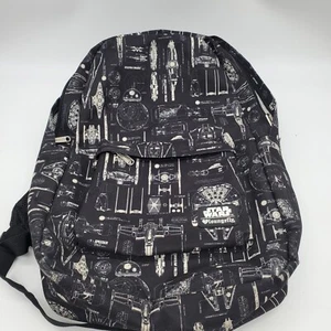 Disney Loungefly STAR WARS spaceships black & white school backpack bag - Picture 1 of 7