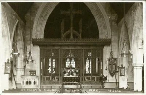 POSTAL FOTOGRÁFICA REAL DEL INTERIOR DE LA IGLESIA DE SANTA MARÍA, PARQUE OATLANDS, SURREY - Imagen 1 de 2