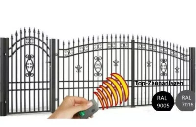 Einfahrtstor Set ❗️Metalltor Doppelflügeltor Hoftor Tor 3m - 4m  E Antrieb Zaun - Bild 1 von 4