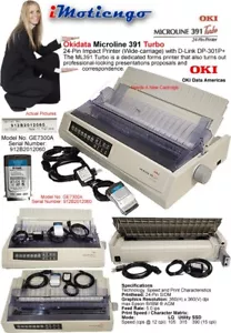 Okidata Microline 391 Impact 24 Pin Printer G37300A Parallel & D-Link DP-301P+ - Picture 1 of 24