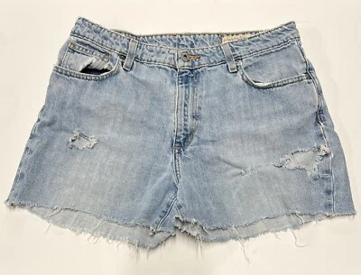 Ralph Lauren Polo Jean Shorts Saturday Rigid Blue Women Size 12 Distressed - Image 1 of 4