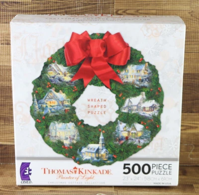 Rompecabezas Thomas Kinkade Casa de Navidad en forma de corona 500 piezas SELLADO Foto 1 de 4