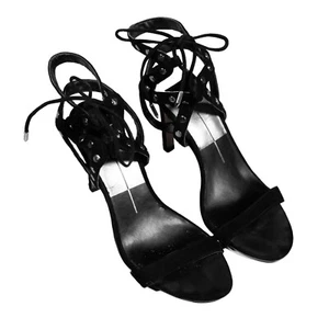 Dolce Vita Women's Heels Black Suede Open Toe Strappy Studded Stiletto Sandals 7 - Picture 1 of 8
