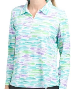 NWT Ladies IBKUL DEIRDRE SEAFOAM LONG SLEEVE GOLF POLO SHIRT sizes XL & XXL - Picture 1 of 1
