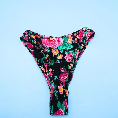 Parte inferior de bikini hipster brasileña de cintura alta floral negra For Love & Lemons XS nueva Foto 1 de 4
