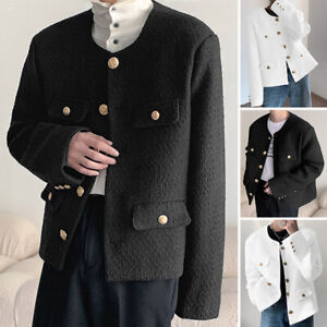 Men's Long Sleeve Korean Style Casual Coats Button Down Jacket Cardigan Shirts