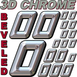 (0's) 3-D CHROME BEVELED NUMBERS Decal Sticker Sheet 1/8-1/10-1/12 RC Models - Picture 1 of 8