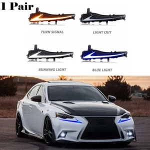 Pair Dynamic LED DRL Turn Signal Light For Lexus IS200T IS250 300 350 ISF 13-16 - Bild 1 von 13