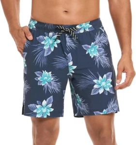 Hurley Men's Printed Floral Swim Shorts, Blue, XXL - Picture 1 of 4
