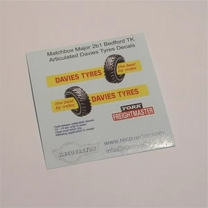 Matchbox Lesney Major Pack 2b1 Bedford Davies Tyres Decals - Picture 1 of 3
