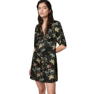 Allsaints Hemdblusenkleid Damen Medium Kota Evolution Floral Mini Seide Satin Grunge - Bild 1 von 10
