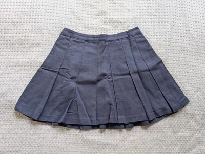 Sandro Skirt Womens Small Navy Blue Pleated A Line Linen Cotton Blend Mini Chic - Image 1 of 4
