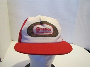 DE COLECCIÓN HECHO EN ESTADOS UNIDOS CLAVEL PATATA ROJO/BLANCO GORRA SNAPBACK USADO EN ESTADOS UNIDOS - Imagen 1 de 7