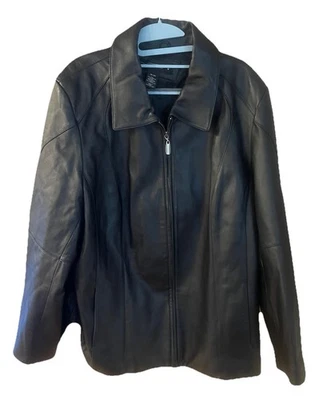 Venezia 100% Leather Jacket 18-20 Black With Zipper Sleeves + Pockets EUC💚 - Image 1 of 3