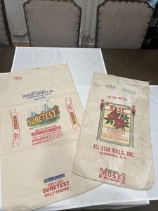 Antique Flour Sacks, Suretest, Southern Mills. Rose, All Star Mills Albemarle NC - Imagen 1 de 23