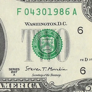 APRIL 30 1986 Birthday Date Note Fancy Serial Number Two Dollar Bill Crisp UNC - Picture 1 of 11