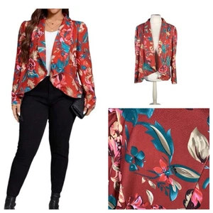 Rust Red Mix Jacket Size 24 (4XL) Floral Stretch Smart Cruise Plus Curve NEW NWO - Picture 1 of 24