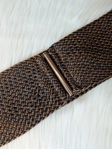 Zara Braided Statement Belt Women's 32 Wide Brown Black Minimalist Contemporary - Picture 1 of 8