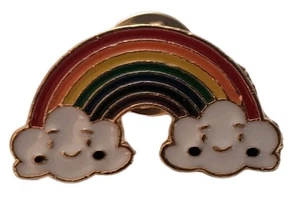 Arcobaleno 🌈 Con Nuvole Sorridenti Colore Oro Smalto Cappello Bavero Libro Spilla Spilla ^ - Foto 1 di 8