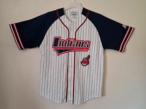 Rare Vintage STARTER Cleveland Indians Pinstriped MLB Jersey Men’s Large - Picture 1 of 6