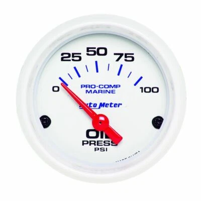 AutoMeter 2-1/16" Oil Pressure 0-100 Psi Air-Core Air-Core Marine White 200758 - Image 1 of 3