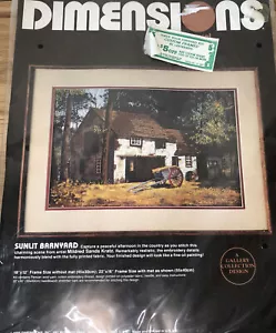 Vtg Crewel Embroidery Kit Sunlit Barnyard Cottage Core Dimensions Embroidery Kit - Picture 1 of 7