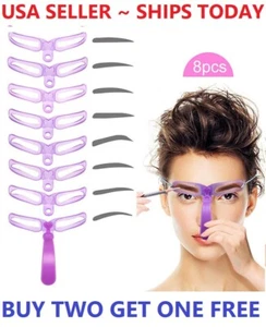 8 Styles Eyebrow Shaping Stencils Grooming Shaper Reusable Template  Makeup Tool - Picture 1 of 8